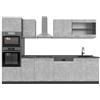 Vicco Cucina componibile R-Line, Calcestruzzo, 300 cm con armadio alto, PL Antracite, adatto per combinazioni ed espansioni personalizzate