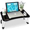 unycos - Vassoio per la Colazione e da Letto【60x40x26 cm】Tavolo Pieghevole con Leggio, Supporto Multifunzionale per Computer Portatile, Tablet, Lavorare, Leggere (Nero nessun Cassetto)