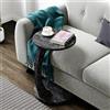 [en.casa] Tavolino da Divano (AxØ) 56 x 38 cm Tavolino Basso a Forma di C - Consolle con 4 Rotelle e Piano Rotondo - Effetto Marmo Nero