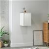 [en.casa] Mobiletto a Muro con Anta Armadietto Pensile a Parete con Ripiano Regolabile in Altezza Mobile in Acciaio per Bagno Ingresso Ufficio 50x33x35 cm - Bianco