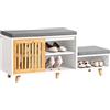 SoBuy Scarpiera con 2 posti Panca con anta scorrevole con vano portaoggetti Panca per ingresso Scarpiera cassettiera per bambini 101x35x46cm FSR125-WN