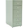 DeeDuud Contenitore con ruote in metallo, mobili per ufficio per scrivania, organizzatore da ufficio con 6 cassetti, armadio con serratura con ruote, 28 × 41 × 69 cm (verde)