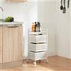 [en.casa] Carrello da Stoccaggio Organizzatore con 3 Cestelli Girevoli e Piano con Barra Anticaduta Mobile Multiuso in Acciaio a 4 Rotelle per Cucina Ufficio Bagno - Bianco