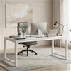 Lailang 160cm Scrivania Computer, Workstation, Scrivania Studio Casa, Scrivania In Legno, Tavolo Ufficio Riunioni, Scrivania Grande, 160 x 80 x 75 cm, Bianco