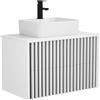 UEV Mobiletto Bagno 80CM con Lavabo in Ceramica, Mobile Bagno Sospeso Combina Eleganza e Funzionalità, Lavandino con Mobiletto da Parete, Bianco+Nero