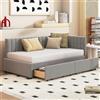 Zravenna Cuscino divano letto 90 x 200 cm, struttura letto con rete a doghe, 2 cassetti grandi, tessuto di velluto, grigio