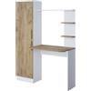 Vicco Scrivania con ripiani Tessa, Rovere bianco/dorato, 122.9 x 52 cm, con ripiano per spazio di appoggio aggiuntivo