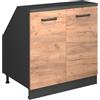 Vicco Mobile cucina sottotetto R-Line, Rovere dorato, 80 cm con 2 porte, carcassa 60 cm profondità, per la libera combinazione all'interno di sistemi cucina modulari
