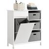 SoBuy Mobile lavanderia con sacchi Portabiancheria pieghevoli Mobile da bagno, Bianco, 80x38x91cm BZR77-W