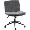 HOMCOM Sedia da ufficio con gambe incrociate, sedia da scrivania con sedile ampio, senza braccioli, rotelle, altezza regolabile, girevole, funzione cantilever, imbottita in ciniglia, grigio