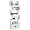 GYMAX Libreria da Parete a 5 Livelli in Legno, Scaffale Libreria a Forma di S, Salvaspazio e Multiuso per Soggiorno Salotto Casa o Ufficio (Naturale) (Bianco, 70 x 23 x 183 cm)