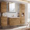 Lomadox Set di Mobili da Bagno Accessori Completo con Lavabo 81 cm e Specchio LED, Mobiletto, Rovere Wotan Nb. Decorazione, 180x200x46 cm