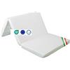 GHIOCUSCINI | Materasso Pieghevole per Bambini, 120 x 60 cm, Alto 5 cm, Tessuto Cotone BIANCO Lavabile, Imbottitura Waterfoam, Made in Italy a Norma EN16890:2017