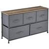 pro.tec Cassettiera Mobiletto con 5 Cassetti in Tessuto 55 x 100 x 29 cm Organizzatore Comò con Piano in MDF - Grigio