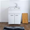 Inbagno Mobile Lavatoio, L.60xP.50xH.86.5, Bianco Lucido, Vasca in Ceramica con profondità 30 cm
