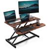 VonHaus Convertitore da Scrivania in Piedi, Rialzo Monitor per Computer con Piano per Tastiera, Rialzo Scrivania per Laptop con Supporto Tablet (Legno Scuro)