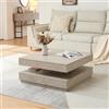 [en.casa] Tavolino da Caffè Multifunzionale con Piano Girevole Tavolino Basso da Salotto 76 x 76 x 38 cm con Ripiano per Soggiorno Sala - Effetto Cemento Chiaro