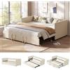 BHFFTHK Divano letto allungabile, 90/180 x 200 cm, con rete a doghe, letto estraibile di stessa altezza, letto matrimoniale, multifunzionale per 2 adulti, tessuto di velluto, senza materasso (beige)