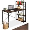tectake® Scrivania 122x61x120cm, Stile Industriale, Scrivania salvaspazio, tavolo da lavoro, gaming, casa e ufficio, per computer portatile e computer fisso, banco da lavoro 3 ripiani - Legno Scuro