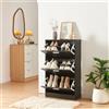 [en.casa] Scarpiera Salvaspazio con 3 Ante a Ribalta Armadio Portascarpe Alto Stretto per Ingresso Corridoio 103 x 60 x 81cm Nero