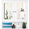 LIFEZEAL Mobiletto Bagno Salvaspazio con Contenitore, Specchio, Pensile Bagno Sospeso, Specchiera da Muro a 2 Ante, Armadietto, Mobile con Mensola, 2 Ripiani, Moderno, in Legno, 56x13x58cm (bianco)