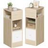 EUGAD Set di 2 Comodini con 2 Scomparti a Giorno e Cassetto, Rovere | 25x30x66 cm, per Camera da Letto, Soggiorno, in Truciolato