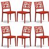 REDÒKASA Set 6 sedie in polipropilene TETI, MADE IN ITALY, impilabile, idrorepellente, resistenza raggi UV, design moderno albero della vita per sala da pranzo, cucina, bar, ristoranti, esterno (Rosso, 6)
