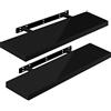 WOLTU Mensola da Muro, Set di 2, Scaffale Sospeso da Parete Libreria Piccola per Soggiorno Cameretta Porta CD DVD, Pannello MDF 80x22,9x3,8cm, Nero, RG9480sz-2