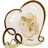 Ingrosso e Risparmio Bomboniera Cresima 1 pz Icona d'Appoggio Cuore Intrecciato in Resina con Raffigurazione Simboli Sacri Comunione Oro Elegante Plexiglass per Ragazzo e Ragazza Idea Regalo Sacro