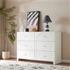 DACHETOU Cassettiera 82 x 120 x 40 cm con 6 cassetti - Comò bianco per soggiorno e camera da letto