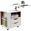 banborba Comodino funzionale girevole con ruote, libreria multifunzione con cassetti, comodino regolabile in altezza, tavolino portatile, tavolo per laptop, divano, scaffale per la casa (bianco)