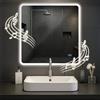 CLP Specchio da bagno Jericho con illuminazione, altoparlante Bluetooth, specchio da bagno antiappannamento, specchio da parete LED, Dimensione:80x80 cm