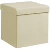 Home Tresor - Pouf Contenitor, Cubo Poggiapiedi Contenitore, Puff Sgabello Pieghevole per Divano Soggiorno Cameretta, Impermeabile, Quadrato (HxLxP) 38X38X38 cm, Panna