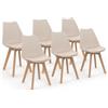 IDMarket - Lote de 6 sillas de comedor escandinavas SARA beige