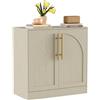 UEV Credenza Cucina 80CM con 2 Ante a Design Arco, Mobile Cucina con Ripiano Regolabile e Rimovibile, Armadietto a 2 Ante con Grande Spazio di Archiviazione per Soggiorno, 80 x 39,5 x 78 cm, Beige