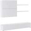 Arreditaly Parete Attrezzata Mobile Soggiorno Moderno Con Base TV 2 Ante Pensile 4 Ante e 2 Mensole Design Contemporaneo in Melaminico Facile da Pulire Bianco