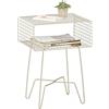 mDesign Cassettiera vintage in stile industrial - Tavolino consolle in metallo - Mobiletto da ingresso, soggiorno e camera da letto con gambe a forcina - argento opaco