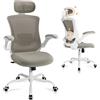 COLAMY Sedia da ufficio ergonomica con supporto lombare e poggiatesta regolabili, schienale alto, in rete, con braccioli ribaltabili, traspirante e confortevole, sedia per computer, per casa, ufficio