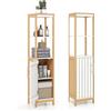 LIFEZEAL Armadio alto a colonna in bambù con scomparti | Mobile portaoggetti per bagno, corridoio, cucina, soggiorno, 30 x 30 x 129 cm