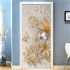 XWYDCF Adesivi per Porte 3D 90 * 210Cm Fiore d'oro Europeo Autoadesivo Carta Parati Porta Fotomurali Decorazione da Parete Poster Murale Rimovibile Soggiorno Camera da Letto