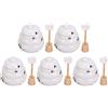 C.X.Y. 10 Pezzi Bomboniere Barattolo Contenitore Porta Miele in Ceramica con Cucchiaio dosatore Legno in Regalo Biglietto Ape