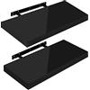 WOLTU Mensola da Muro, Set di 2, Scaffale Sospeso da Parete Libreria Piccola per Soggiorno Cameretta Porta CD DVD, Pannello MDF 50x22,9x3,8cm, Nero, RG9477sz-2