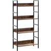 SPRINGOS Scaffale in metallo e legno, 60 x 28 x 124,5 cm, 4 ripiani con protezione antiscivolo, con ripiani in MDF, portata 100 kg, per cantina, garage, ufficio, design industriale
