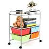 GIANTEX Carrello portaoggetti con ruote a 4 cassetti rimovibili, carrello di servizio con ripiani aperti, struttura in metallo, organizzatore di immagazzinaggio per ufficio, camera da letto, bagno