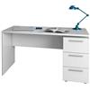 EGLEMTEK Scrivania Con Tre Cassetti Terrasa Scrittoio Mobile Per Computer Desk Da Ufficio Soggiorno Sala Da Pranzo 138 x 74 x 60 cm Colore Bianco