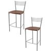 t m c s Tommychairs - Set 2 sgabelli alti modello Elegance per cucina e bar, struttura in acciaio verniciata colore alluminio e seduta in legno colore ciliegio