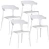 Baroni Home Set 4 Sedie in Plastica Bianca - Impilabili, Senza Montaggio, Facili da Pulire, con Gommini Antiscivolo, per Cucina, Soggiorno, Sala da Pranzo, 46x50x80 cm (Schienale Tondo Fine)