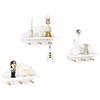 WOLTU Set di 3 Mensola a Nuvola, Mensola per Cameretta dei Bambini | con 3 Ganci, Scaffale da Muro Portaoggetti per Bimbi, Decorazione da Parete in Legno, 36x20,5x12 cm, Colore Bianco