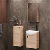Planetmöbel Set di mobili da bagno lavabo con mobiletto 40 x 60 x 29 cm con armadio a specchio 40 cm e mobiletto midi per bagno e WC ospiti, rovere Sonoma