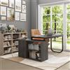 DEZAGCE Scrivania angolare con 3 cassetti e 2 scomparti aperti, tavolo da lavoro, tavolo da ufficio, 140 x 105 x 75 cm, grigio scuro, MDF, telaio in metallo